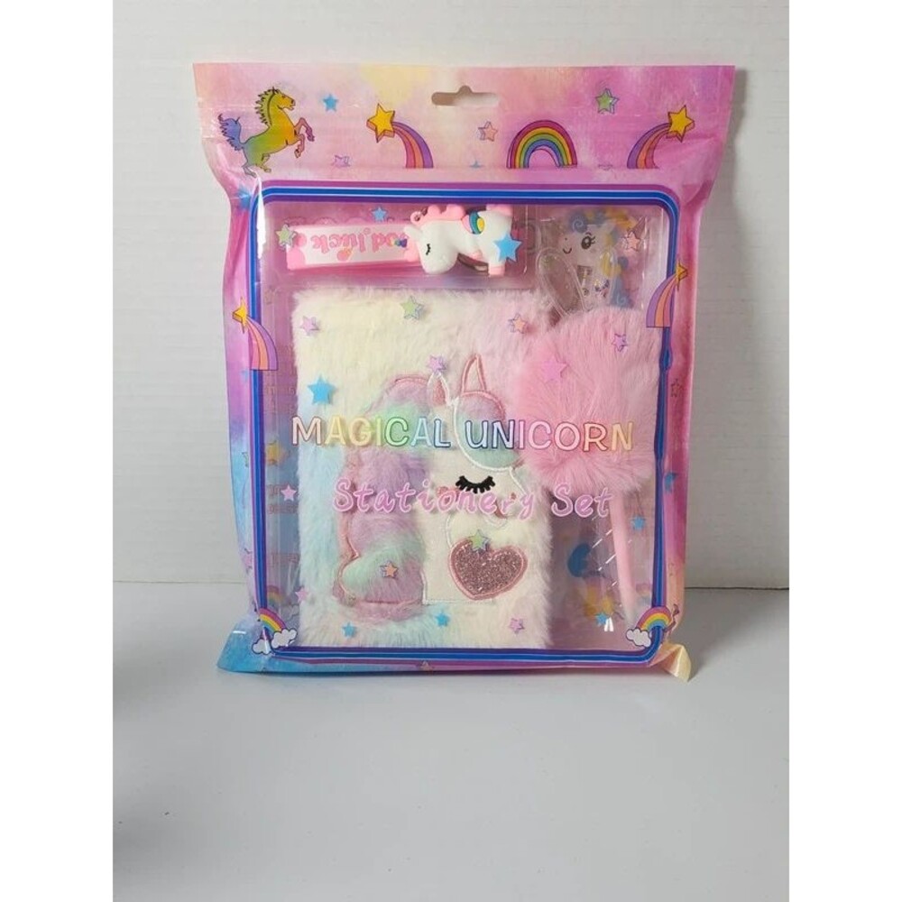 Colorful unicorn stationary set